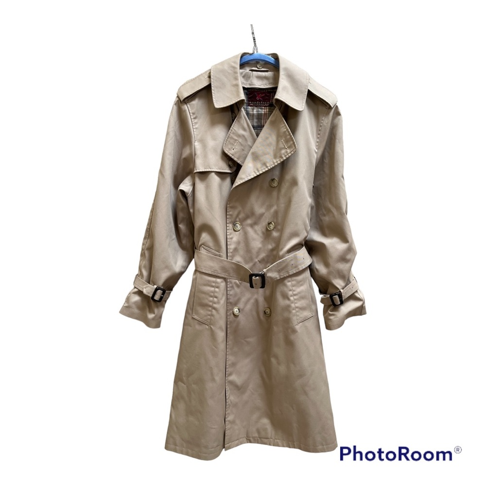 Trench Coat, Nordstrom, Mens Khaki,Belted, Checked Lining.Traditional